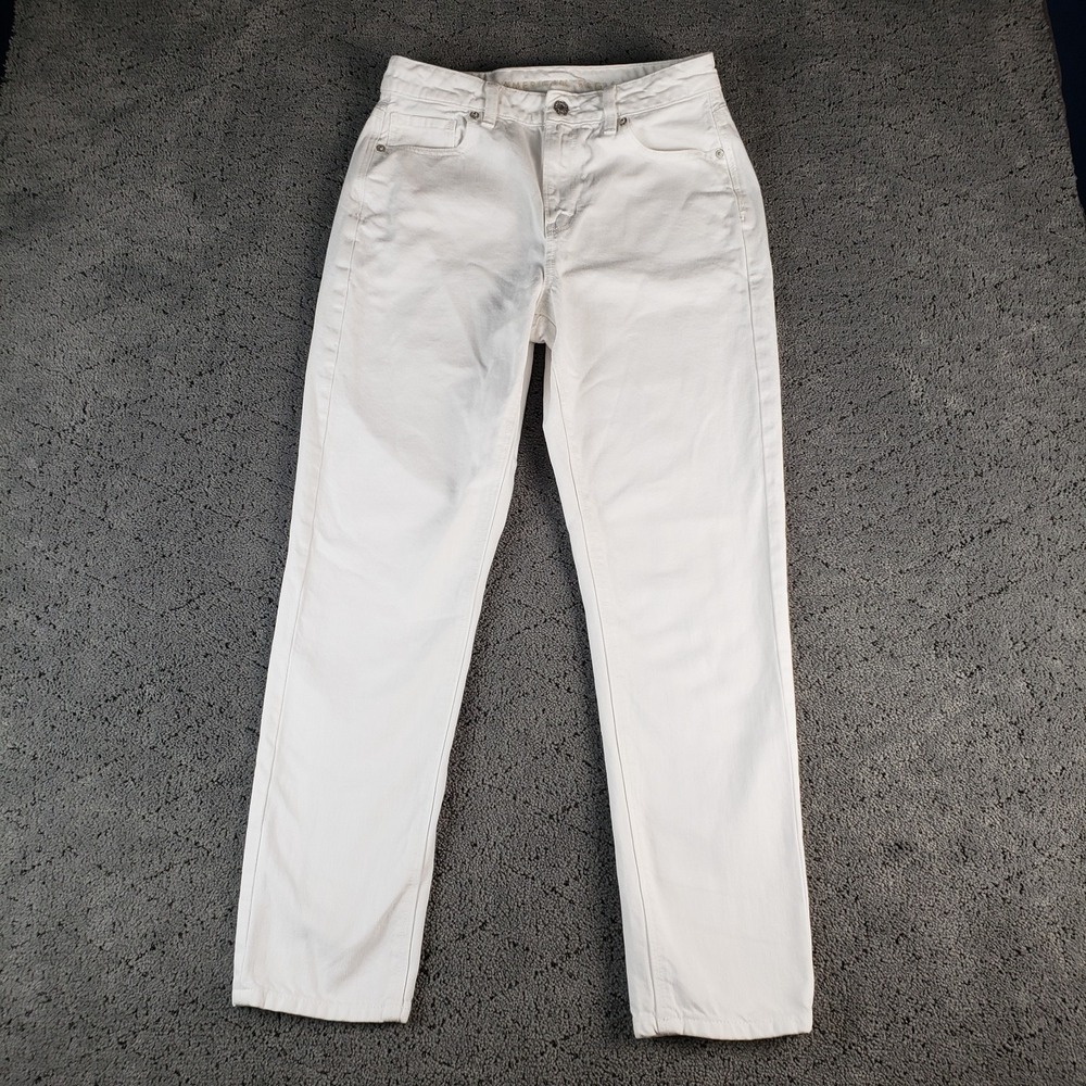 American Eagle Jeans Womens 4 White Tapered Mom Denim Coastal Beach Preppy